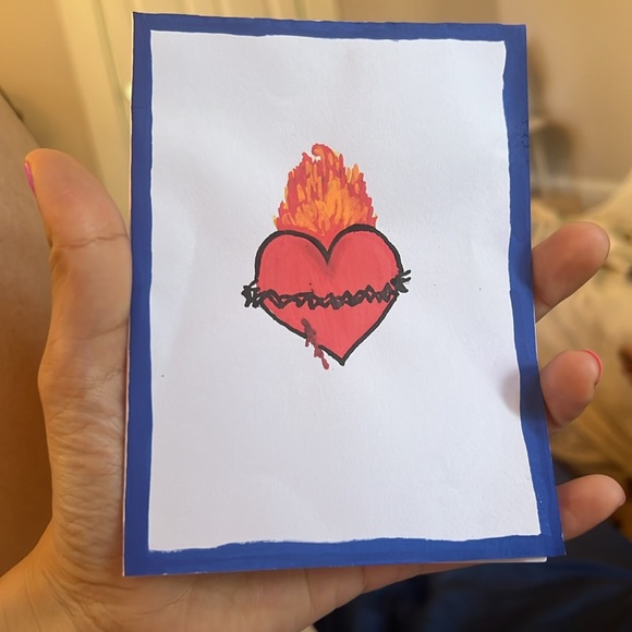Other - Handmade Sacred Heart and Flame Art Card